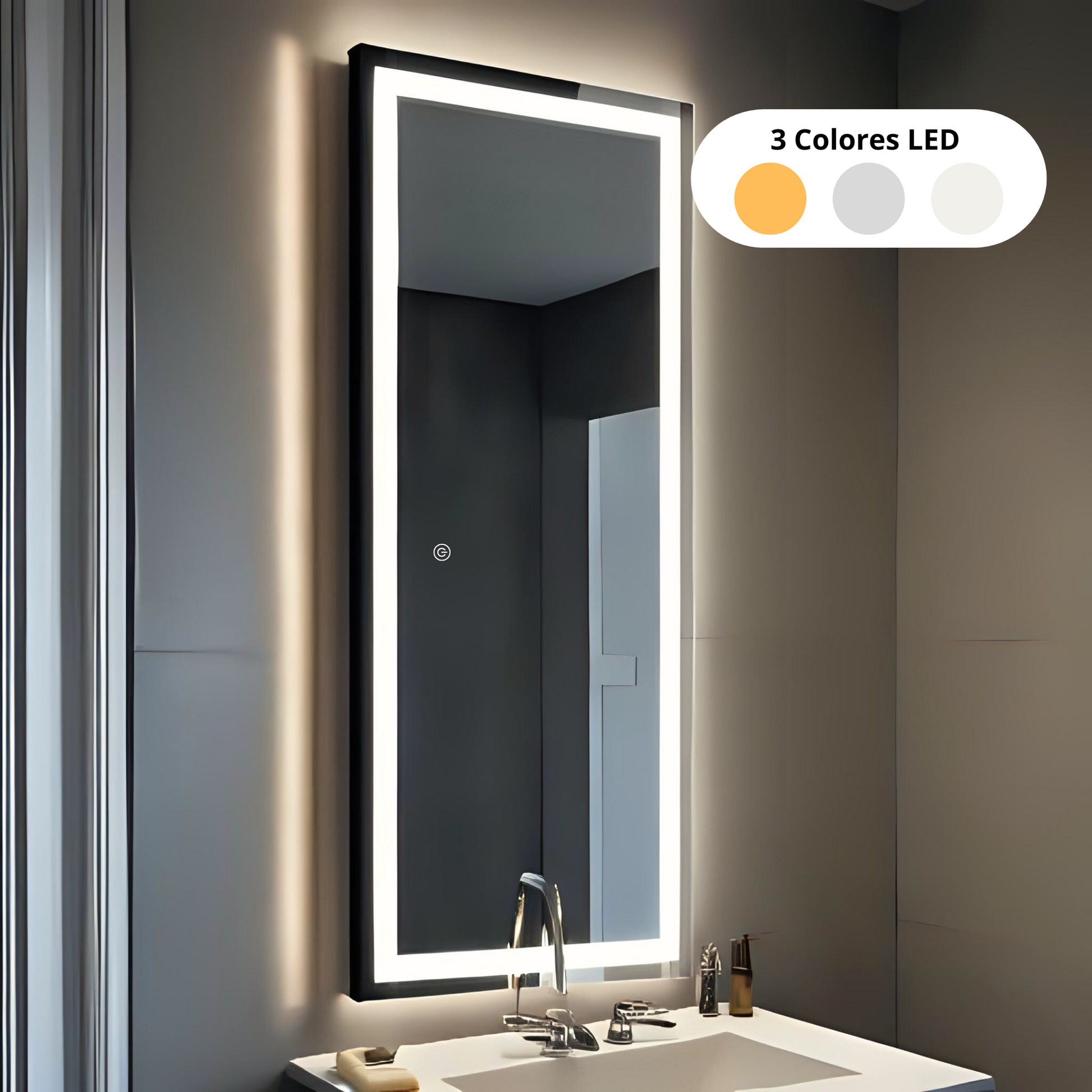 Espejo Rectangular 52 x 120 3 Luces LED