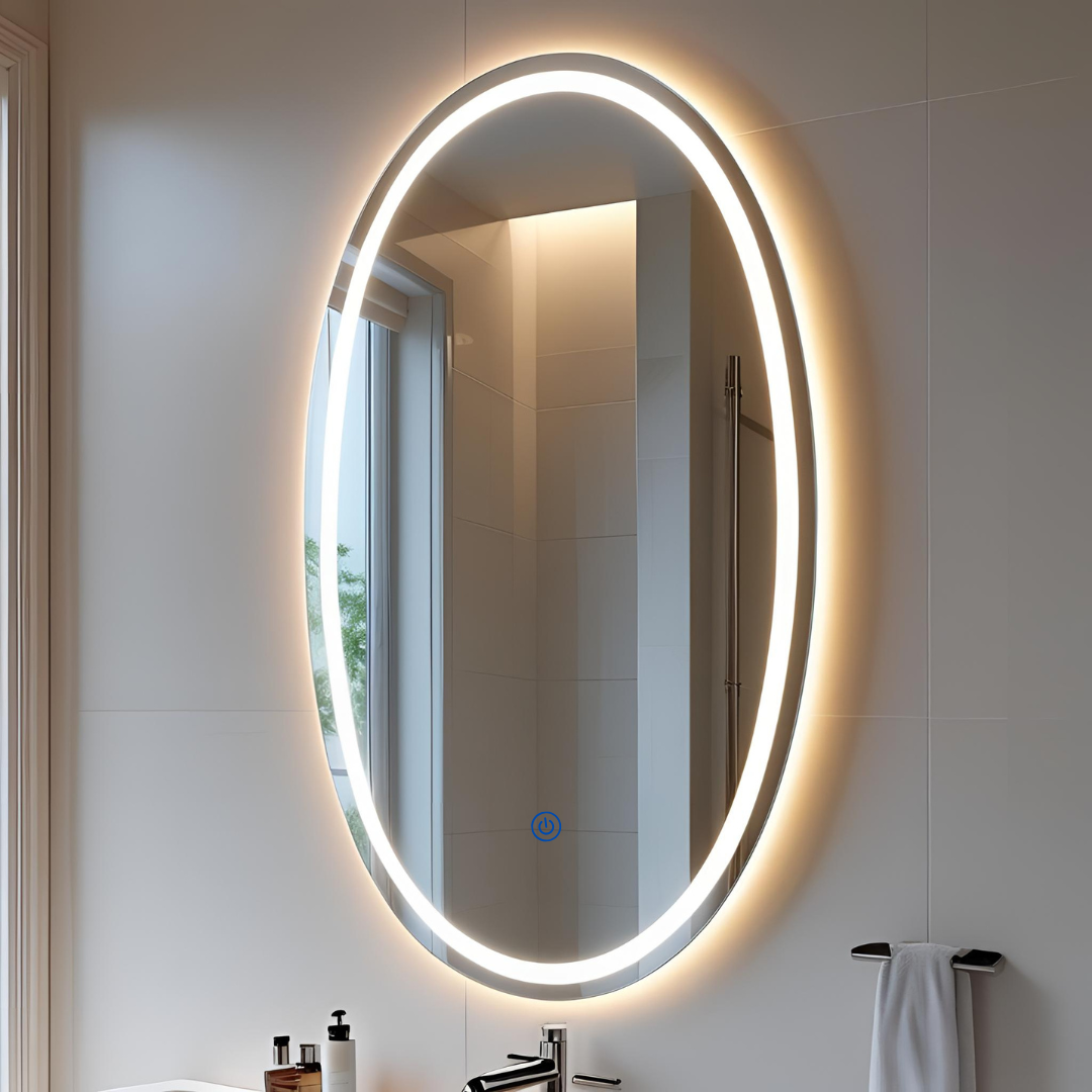 Espejo Ovalado 60 x 80 cm 1 Luz LED