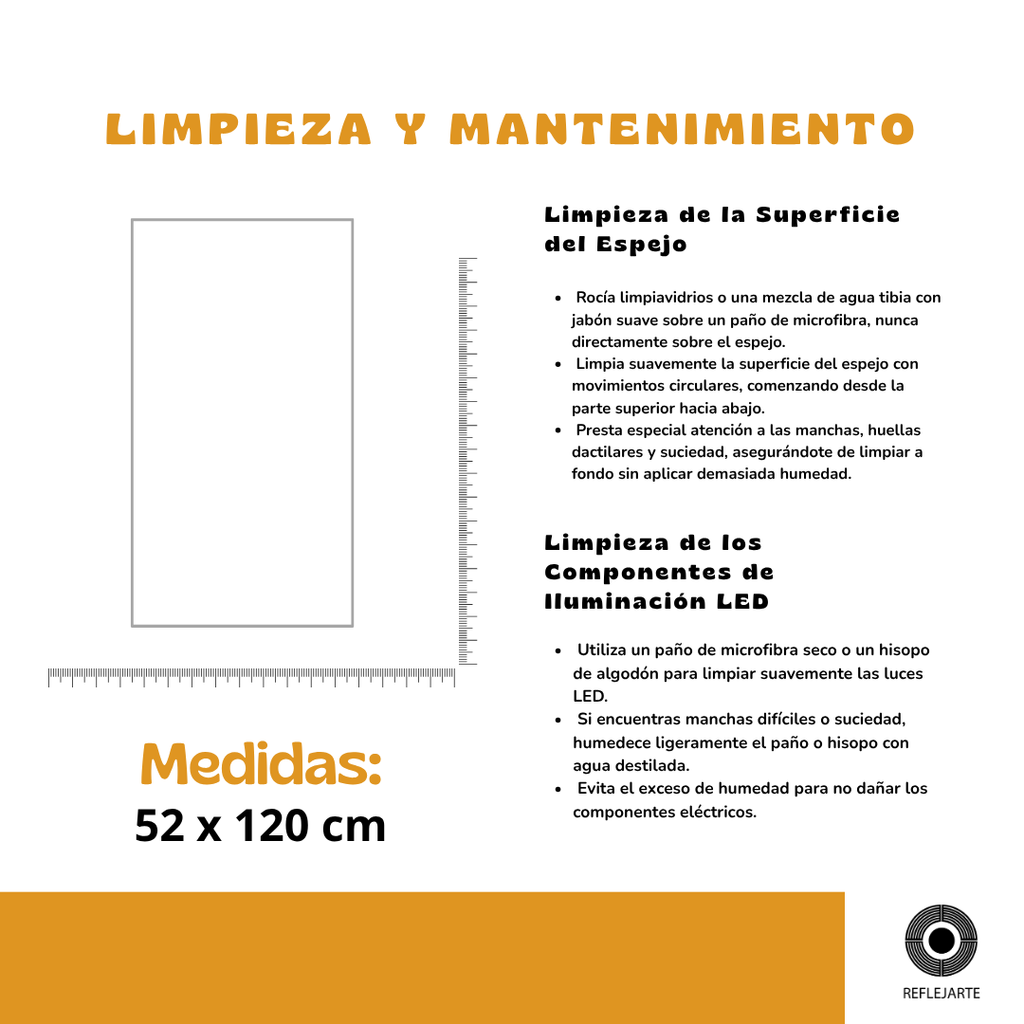 Espejo Rectangular 52 x 120 3 Luces LED