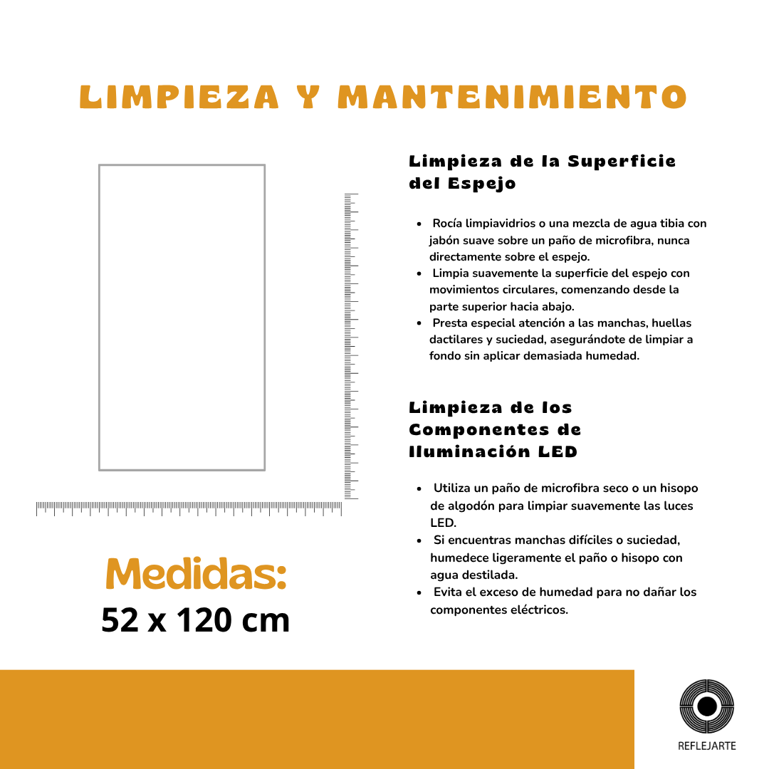 Espejo Rectangular 52 x 120 3 Luces LED