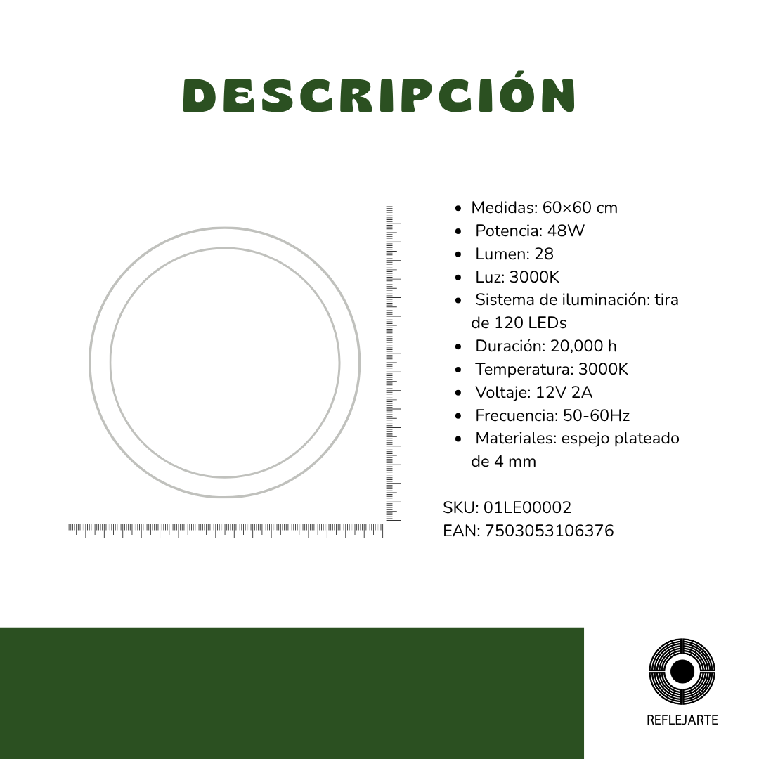Circular 60 x 60 cm 3 Luces LED