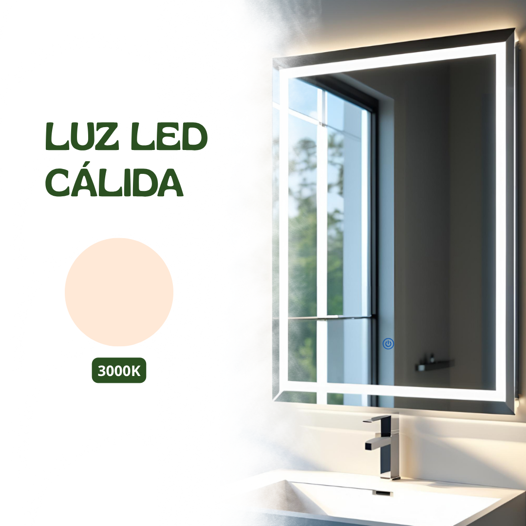 Espejo Rectangular 50 x 70 cm 1 Luz LED