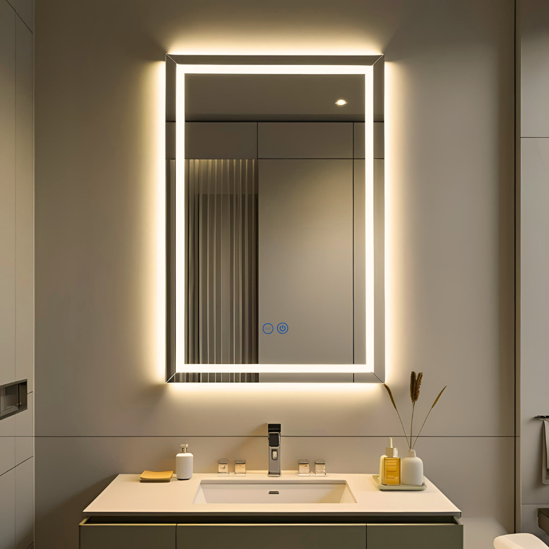 Espejo Rectangular 50 x 70 cm 3 Luces LED