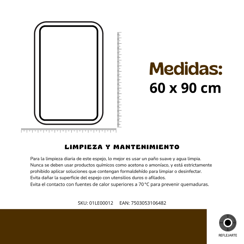 Espejo Marco de madera 60 x 90 cm