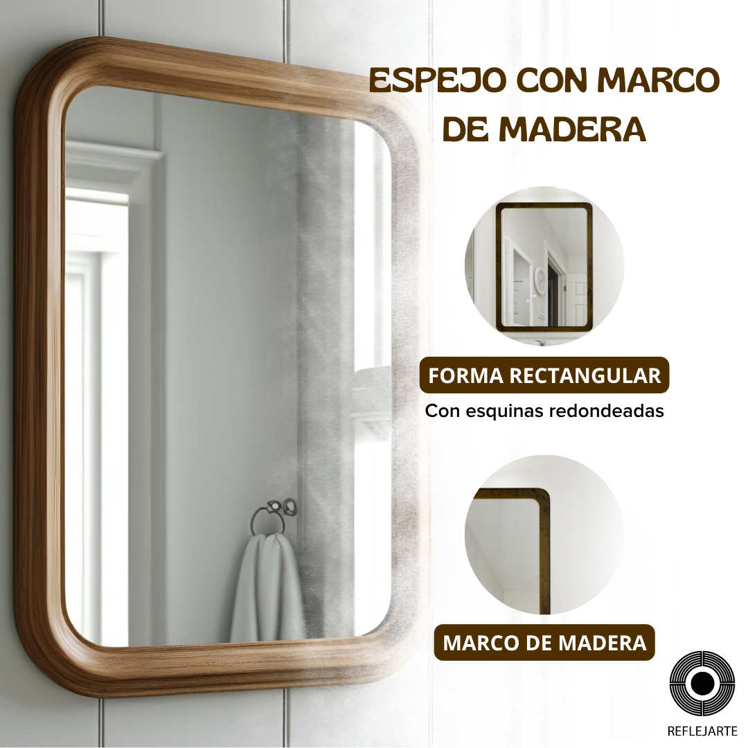 Espejo Marco de madera 60 x 90 cm