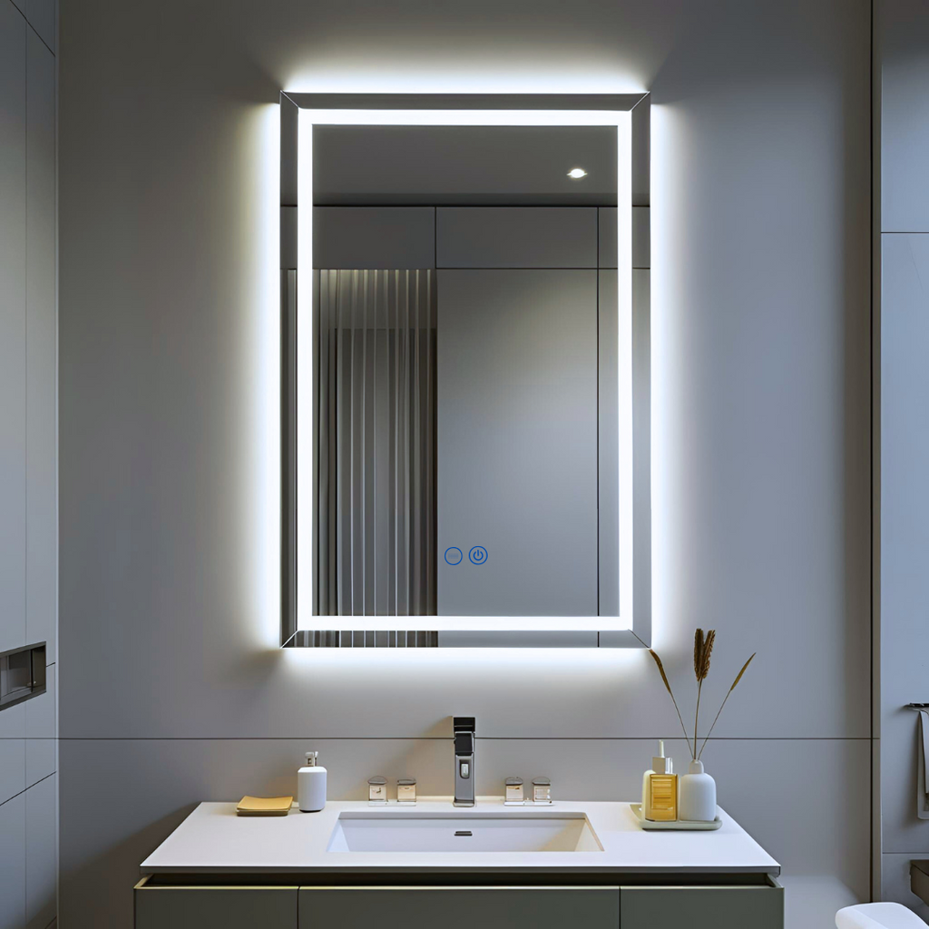 Espejo Rectangular 50 x 70 cm 3 Luces LED