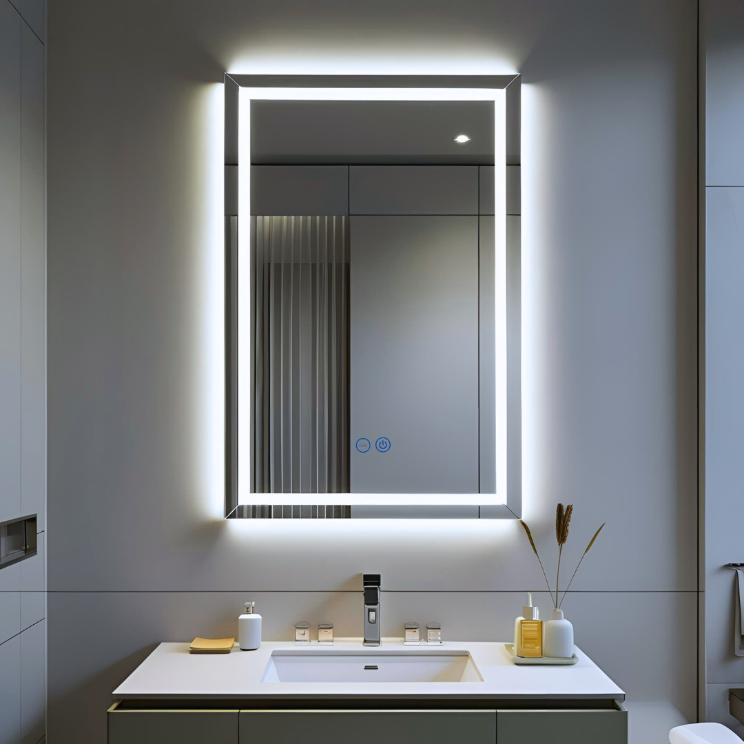 Espejo Rectangular 50 x 70 cm 3 Luces LED