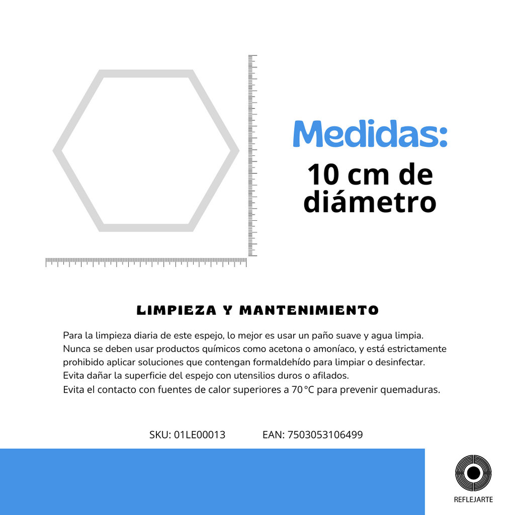 Kit 24pz. Espejos Hexagonal 10 cm de radio