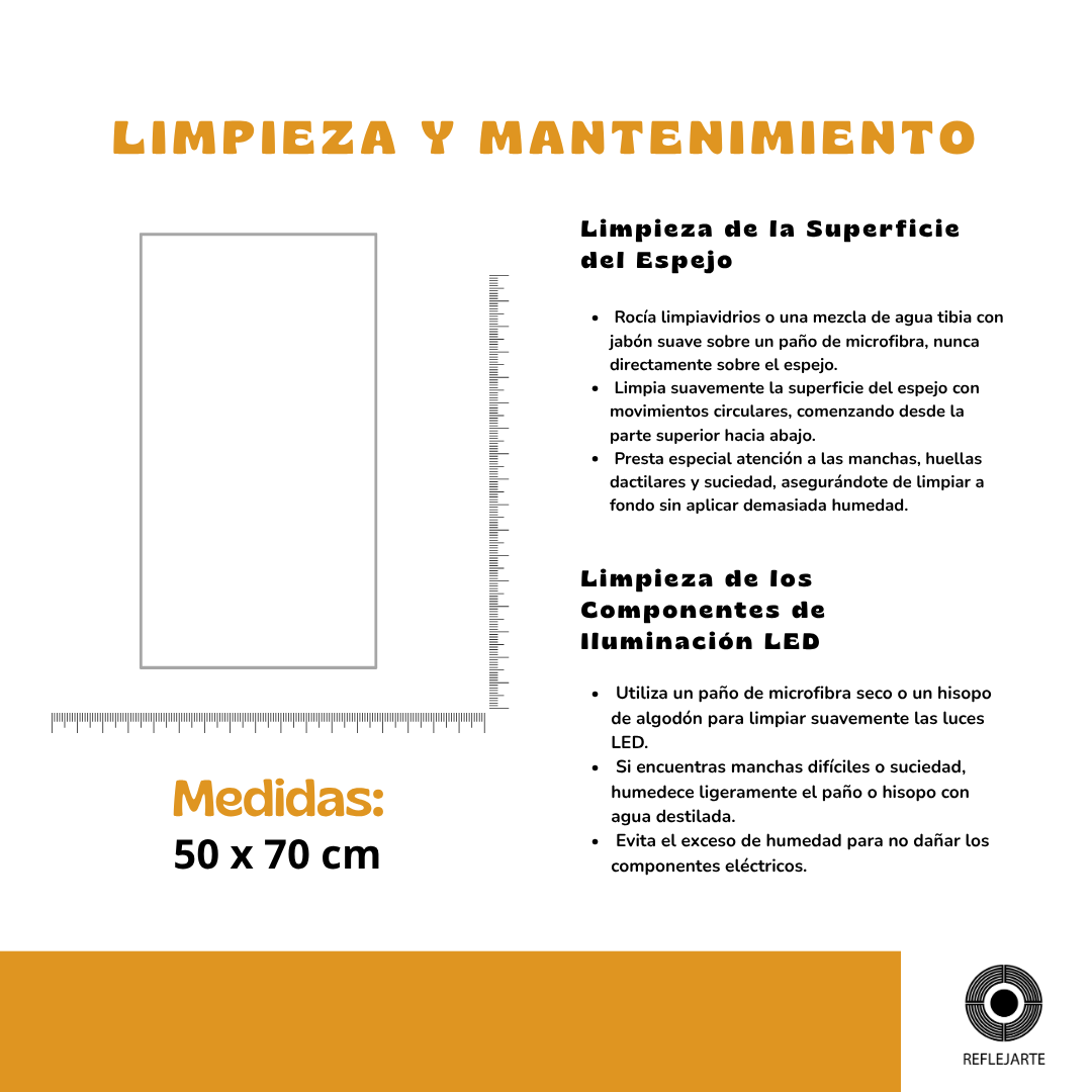 Espejo Rectangular 50 x 70 cm 3 Luces LED