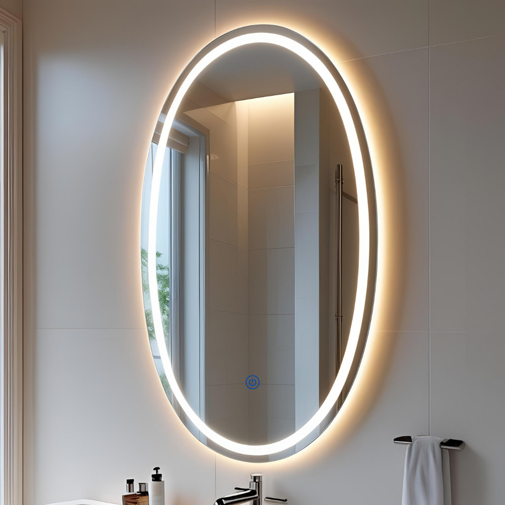 Espejo Ovalado 60 x 80 cm 1 Luz LED