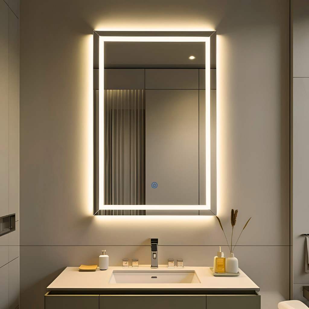 Espejo Rectangular 50 x 70 cm 1 Luz LED