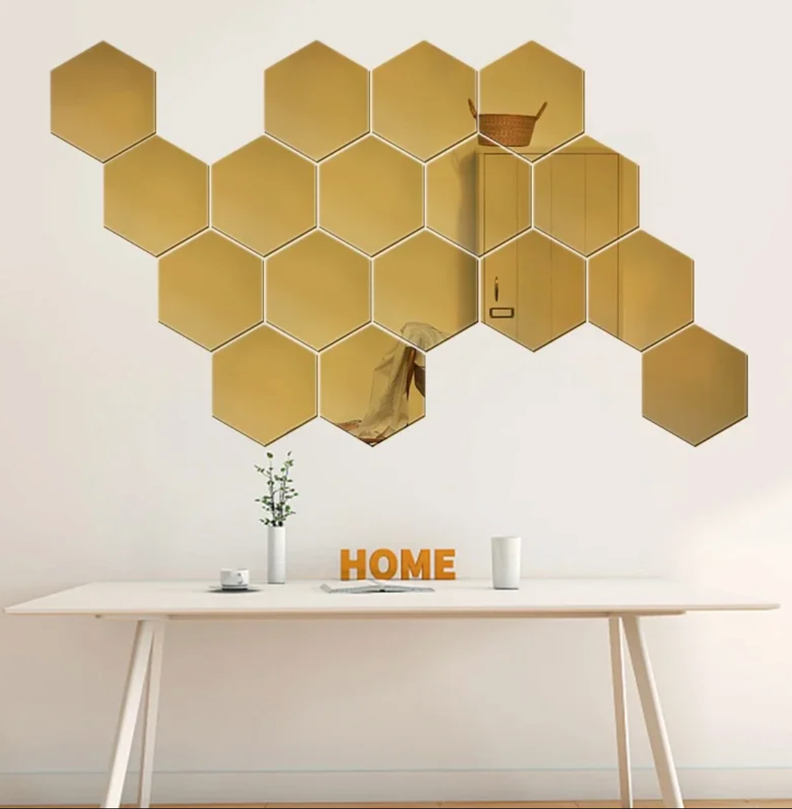 Kit 24pz. Espejos Hexagonal 10 cm de radio